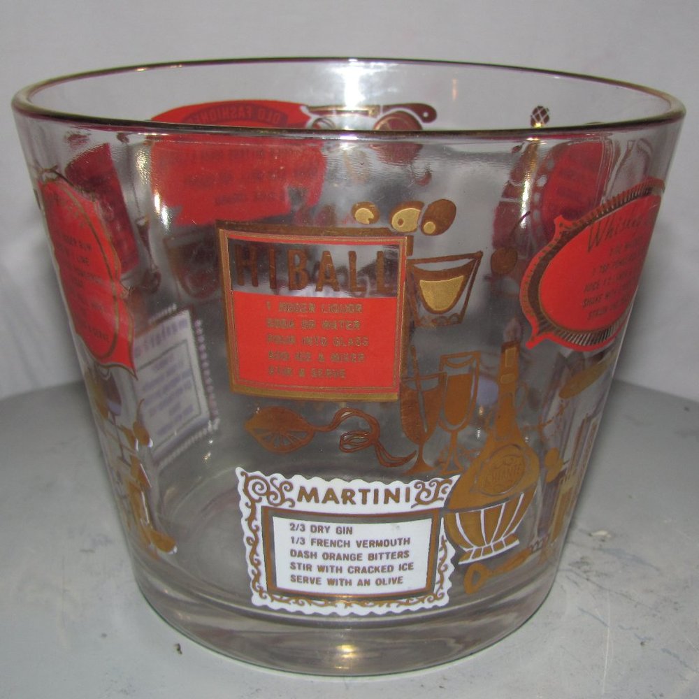 Vintage Jeannette Mid Century Modern Cocktail Bar Set 4 Glasses & Ice Bucket MCM - Picture 9 of 11